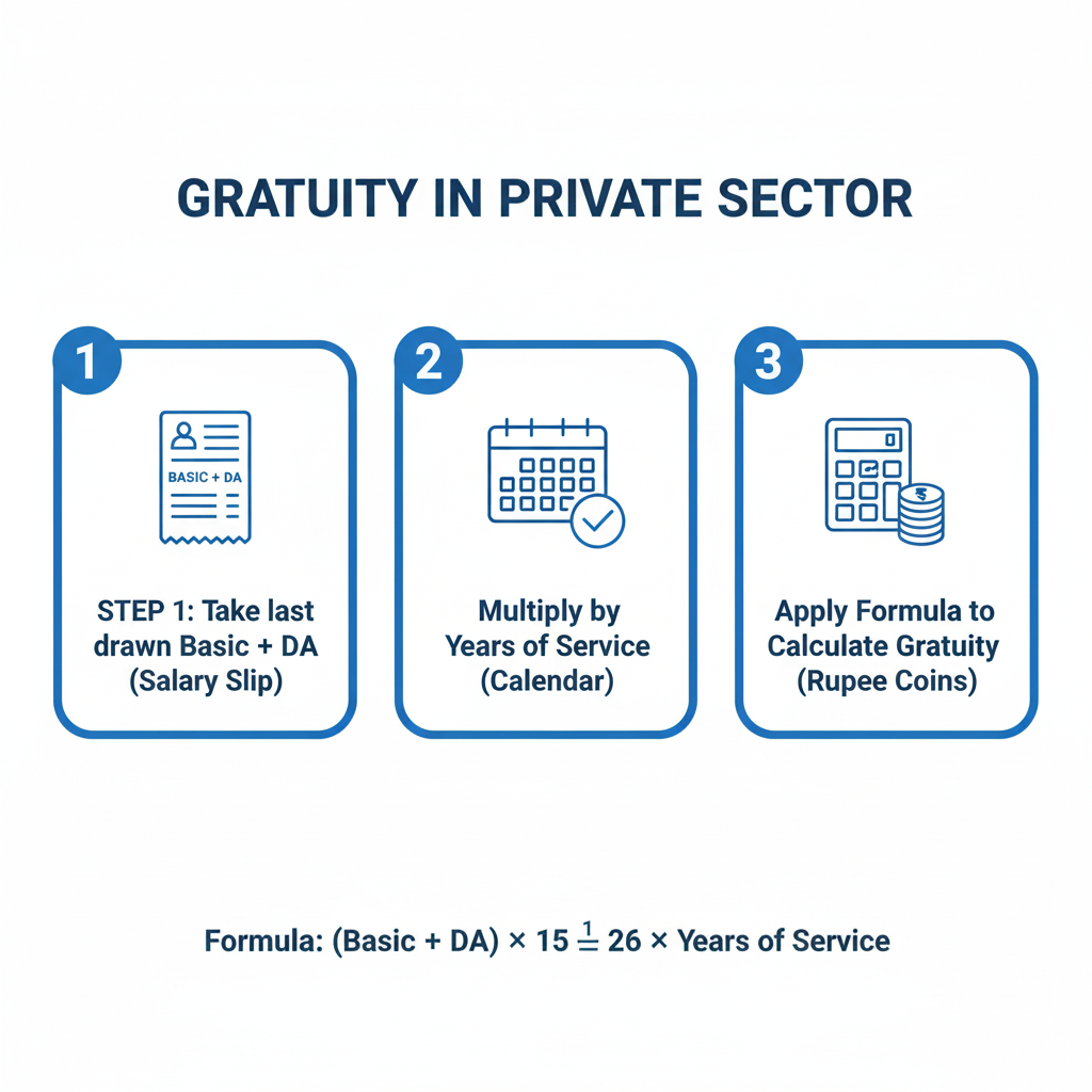 calculate gratuity for private sector employees​